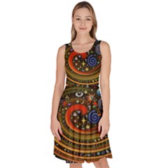 Swirl Vortex Emoji Cyclone Motion Art Knee Length Skater Dress With Pockets