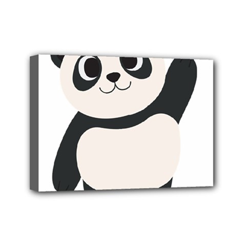 Hello Panda  Mini Canvas 7  X 5  (stretched) by MyNewStor