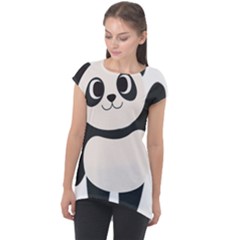 Hello Panda  Cap Sleeve High Low Top