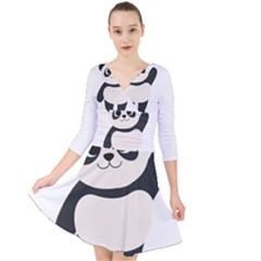 Hello panda  Quarter Sleeve Front Wrap Dress