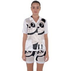 Hello Panda  Satin Short Sleeve Pajamas Set by MyNewStor