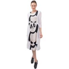 Hello Panda  Ruffle End Midi Chiffon Dress