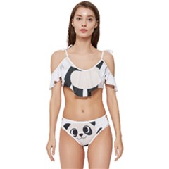 Hello Panda  Ruffle Edge Tie Up Bikini Set	