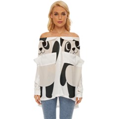 Hello Panda  Off Shoulder Chiffon Pocket Shirt by MyNewStor