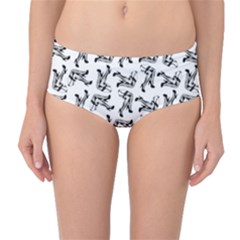 Erotic Pants Motif Black And White Graphic Pattern Black Backgrond Mid-waist Bikini Bottoms