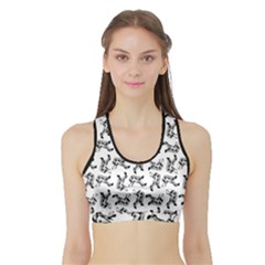 Erotic Pants Motif Black And White Graphic Pattern Black Backgrond Sports Bra With Border