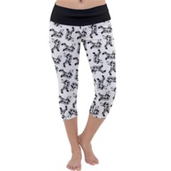 Erotic Pants Motif Black And White Graphic Pattern Black Backgrond Capri Yoga Leggings