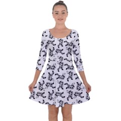 Erotic Pants Motif Black And White Graphic Pattern Black Backgrond Quarter Sleeve Skater Dress