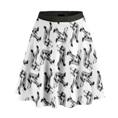 Erotic Pants Motif Black And White Graphic Pattern Black Backgrond High Waist Skirt by dflcprintsclothing