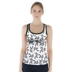 Erotic Pants Motif Black And White Graphic Pattern Black Backgrond Racer Back Sports Top by dflcprintsclothing