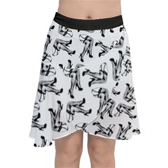 Erotic Pants Motif Black And White Graphic Pattern Black Backgrond Chiffon Wrap Front Skirt by dflcprintsclothing