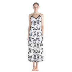 Erotic Pants Motif Black And White Graphic Pattern Black Backgrond Button Up Chiffon Maxi Dress by dflcprintsclothing