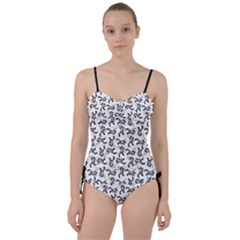 Erotic Pants Motif Black And White Graphic Pattern Black Backgrond Sweetheart Tankini Set by dflcprintsclothing