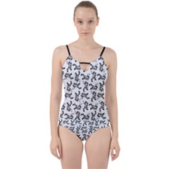 Erotic Pants Motif Black And White Graphic Pattern Black Backgrond Cut Out Top Tankini Set
