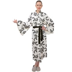 Erotic Pants Motif Black And White Graphic Pattern Black Backgrond Maxi Velvet Kimono