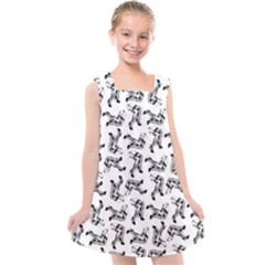 Erotic Pants Motif Black And White Graphic Pattern Black Backgrond Kids  Cross Back Dress by dflcprintsclothing