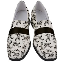 Erotic Pants Motif Black And White Graphic Pattern Black Backgrond Women s Chunky Heel Loafers by dflcprintsclothing