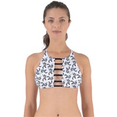 Erotic Pants Motif Black And White Graphic Pattern Black Backgrond Perfectly Cut Out Bikini Top by dflcprintsclothing