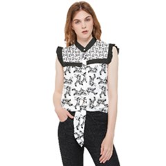 Erotic Pants Motif Black And White Graphic Pattern Black Backgrond Frill Detail Shirt