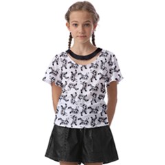 Erotic Pants Motif Black And White Graphic Pattern Black Backgrond Kids  Front Cut T-shirt by dflcprintsclothing
