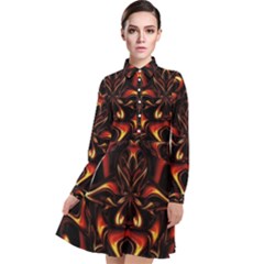 Year Of The Dragon Long Sleeve Chiffon Shirt Dress by MRNStudios