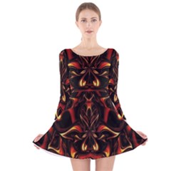 Year Of The Dragon Long Sleeve Velvet Skater Dress