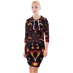 Year Of The Dragon Quarter Sleeve Hood Bodycon Dress