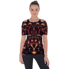 Year Of The Dragon Shoulder Cut Out Short Sleeve Top