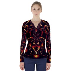 Year Of The Dragon V-neck Long Sleeve Top