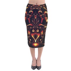 Year Of The Dragon Velvet Midi Pencil Skirt