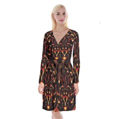 Year Of The Dragon Long Sleeve Velvet Front Wrap Dress