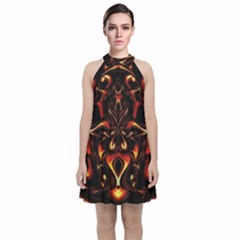 Year Of The Dragon Velvet Halter Neckline Dress 