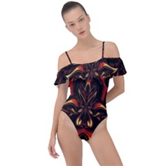 Year Of The Dragon Frill Detail One Piece Swimsuit