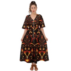 Year Of The Dragon Kimono Sleeve Boho Dress