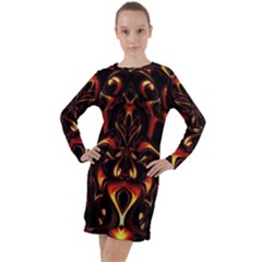 Year Of The Dragon Long Sleeve Hoodie Dress