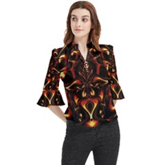 Year Of The Dragon Loose Horn Sleeve Chiffon Blouse