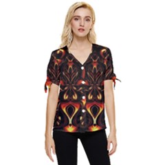 Year Of The Dragon Bow Sleeve Button Up Top