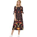 Year Of The Dragon Bow Sleeve Chiffon Midi Dress View1