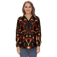 Year Of The Dragon Zip Up Long Sleeve Blouse