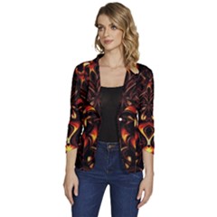 Year Of The Dragon Women s One-button 3/4 Sleeve Short Jacket