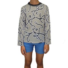 Sketchy Abstract Artistic Print Design Kids  Long Sleeve Swimwear by dflcprintsclothing