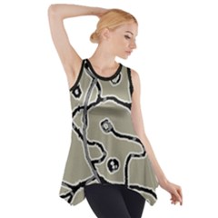 Sketchy Abstract Artistic Print Design Side Drop Tank Tunic