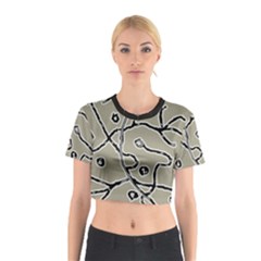 Sketchy Abstract Artistic Print Design Cotton Crop Top by dflcprintsclothing