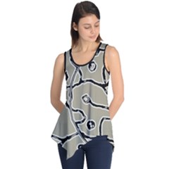 Sketchy Abstract Artistic Print Design Sleeveless Tunic