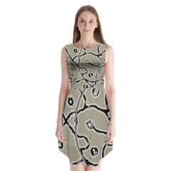 Sketchy Abstract Artistic Print Design Sleeveless Chiffon Dress  