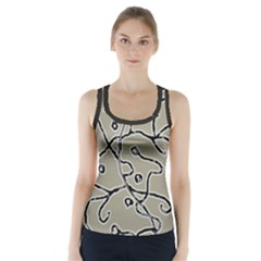 Sketchy Abstract Artistic Print Design Racer Back Sports Top