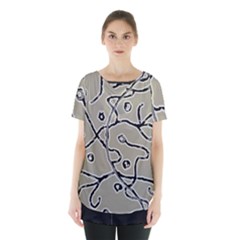 Sketchy Abstract Artistic Print Design Skirt Hem Sports Top by dflcprintsclothing