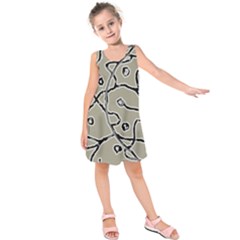 Sketchy Abstract Artistic Print Design Kids  Sleeveless Dress