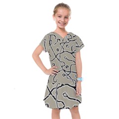 Sketchy Abstract Artistic Print Design Kids  Drop Waist Dress by dflcprintsclothing