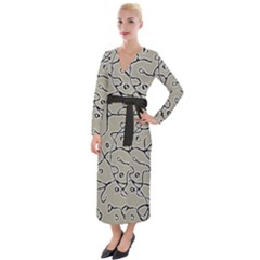 Sketchy Abstract Artistic Print Design Velvet Maxi Wrap Dress by dflcprintsclothing